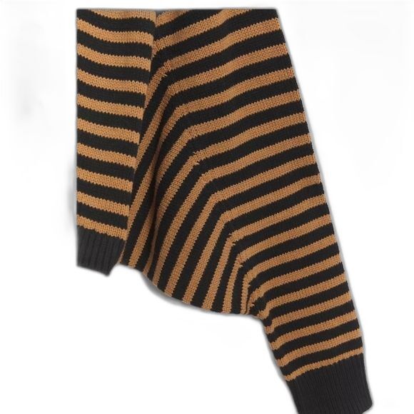 Anthropologie Current Air Aleta Cropped Pullover Sweater Brown Black Stripes - Picture 3 of 4